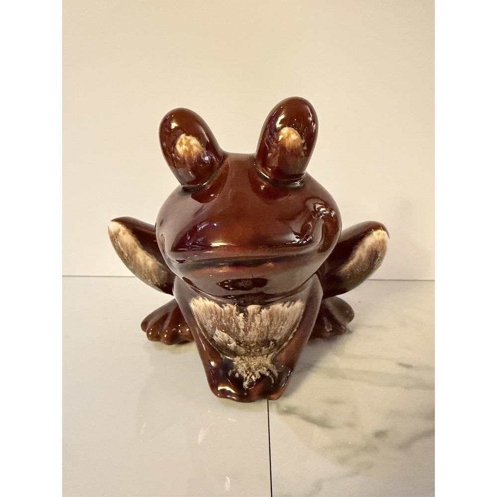 Vintage Hull Pottery Frog Planter F70 Retro MCM Brown Drip Glaze Ceramic Planter